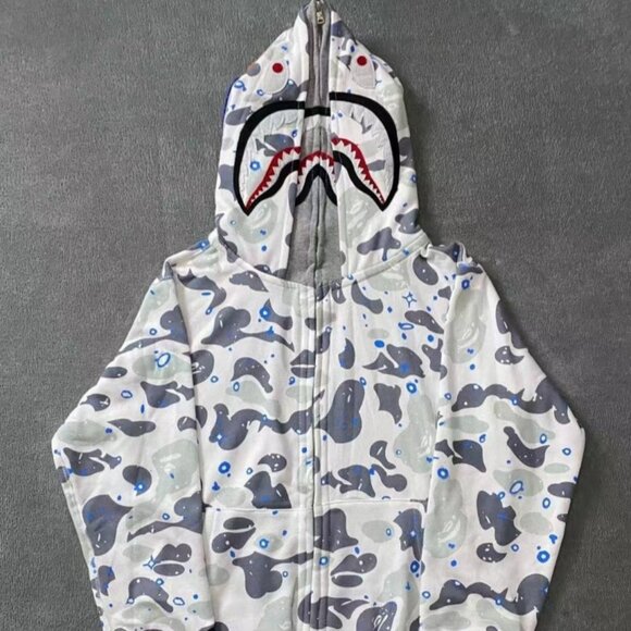 Bape Gray Shark Camo Long Sleeve Tee - Picture 1 of 4